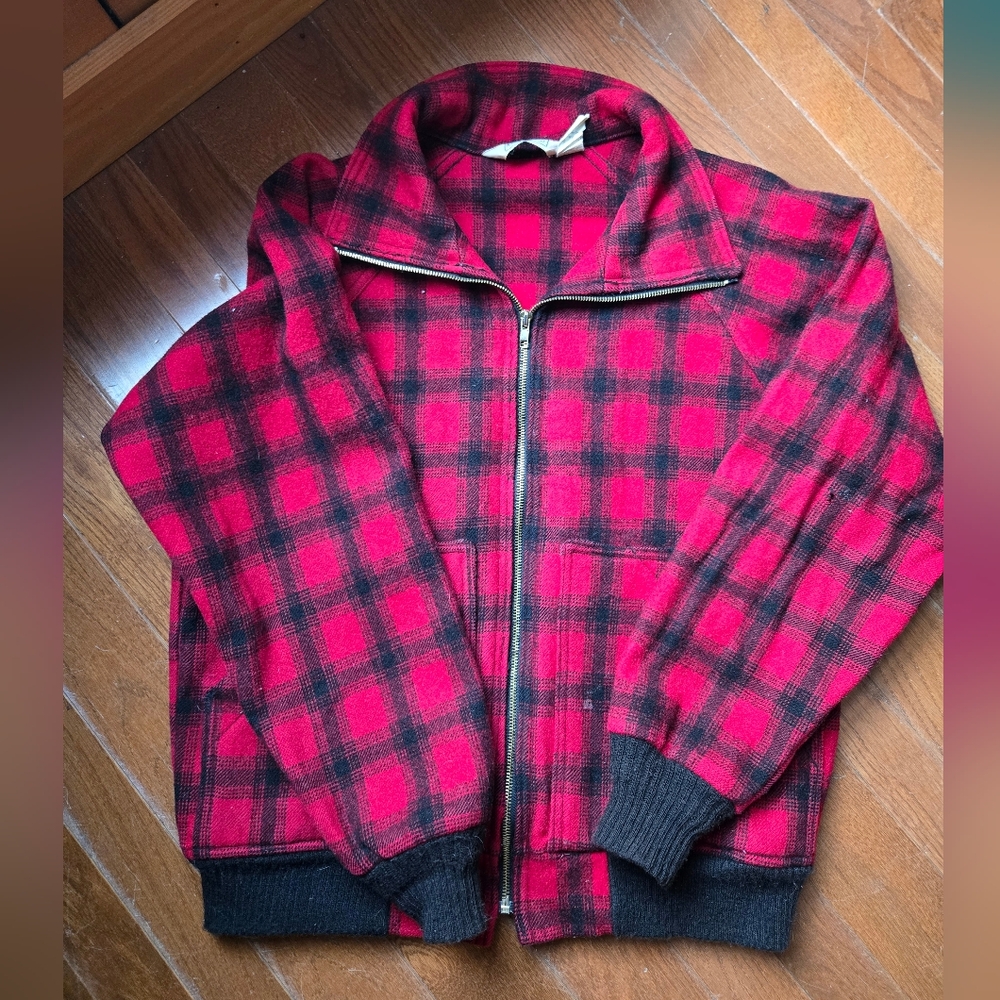 Vintage LL Bean M Wool Bomber Jacket Workwear Unisex Plaid READ